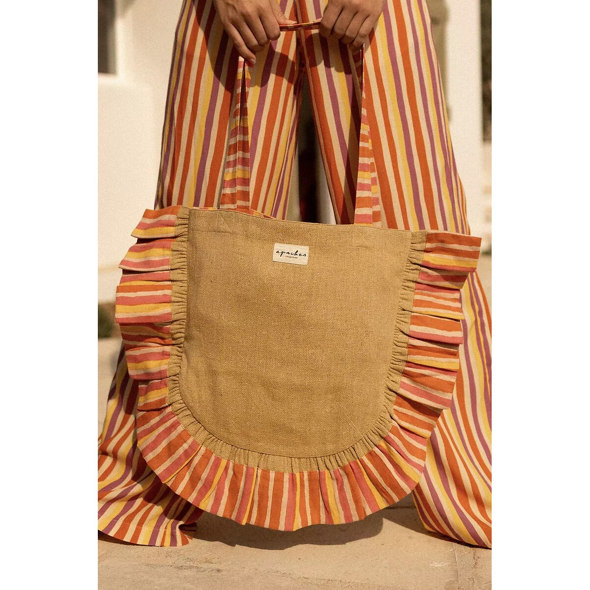 Sac tote à volants, SAGARA orange, APACHES COLLECTIONS