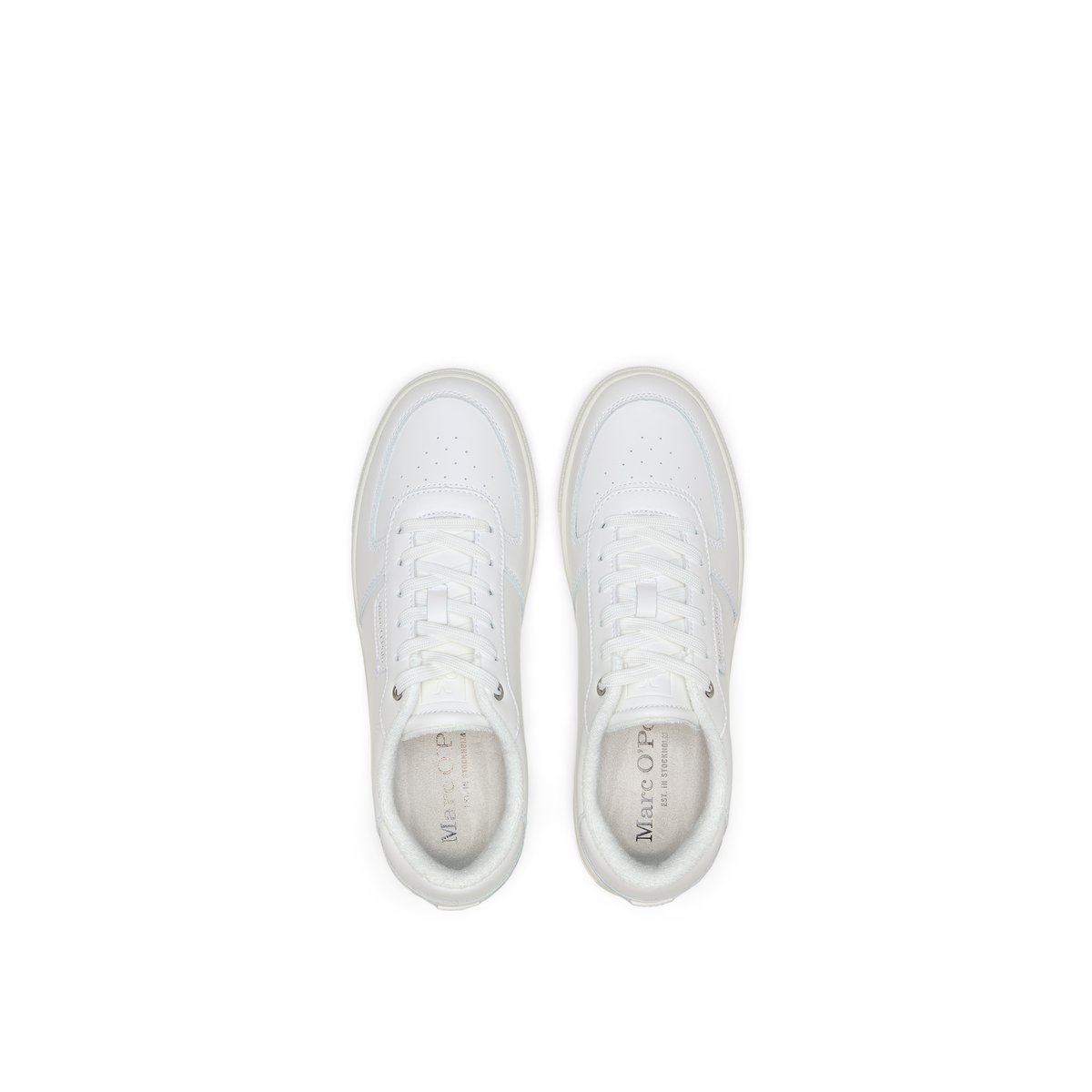 Baskets en cuir de vache avec doublure en éponge blanc, MARC O'POLO