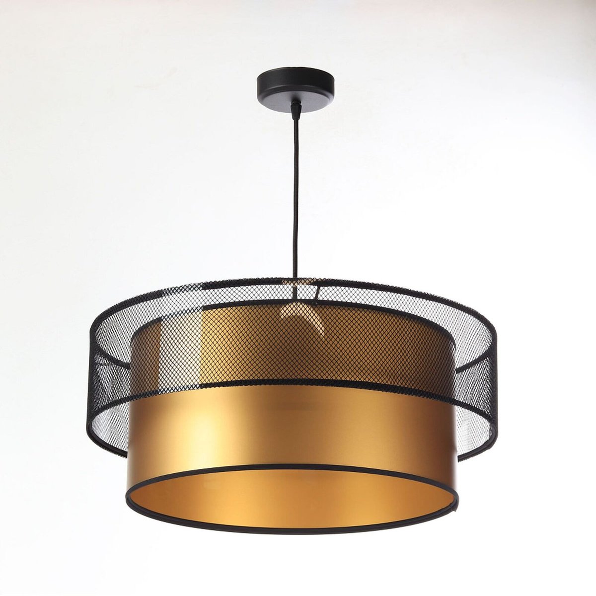 Suspension en tissu, DUO ÉLÉGANT filet noir et doré satiné et brillant, BPS KONCEPT