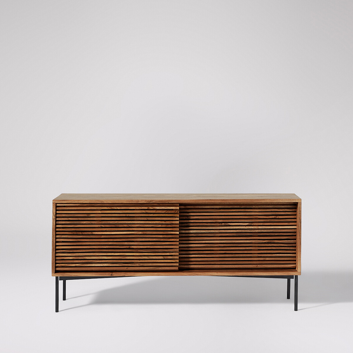 Weaving Acacia Wood 2 Door Media Unit dark acacia wood, SWOON