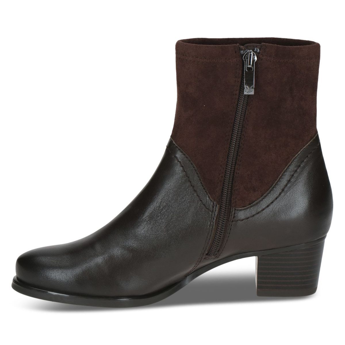Bottine en cuir marron foncé combiné, CAPRICE