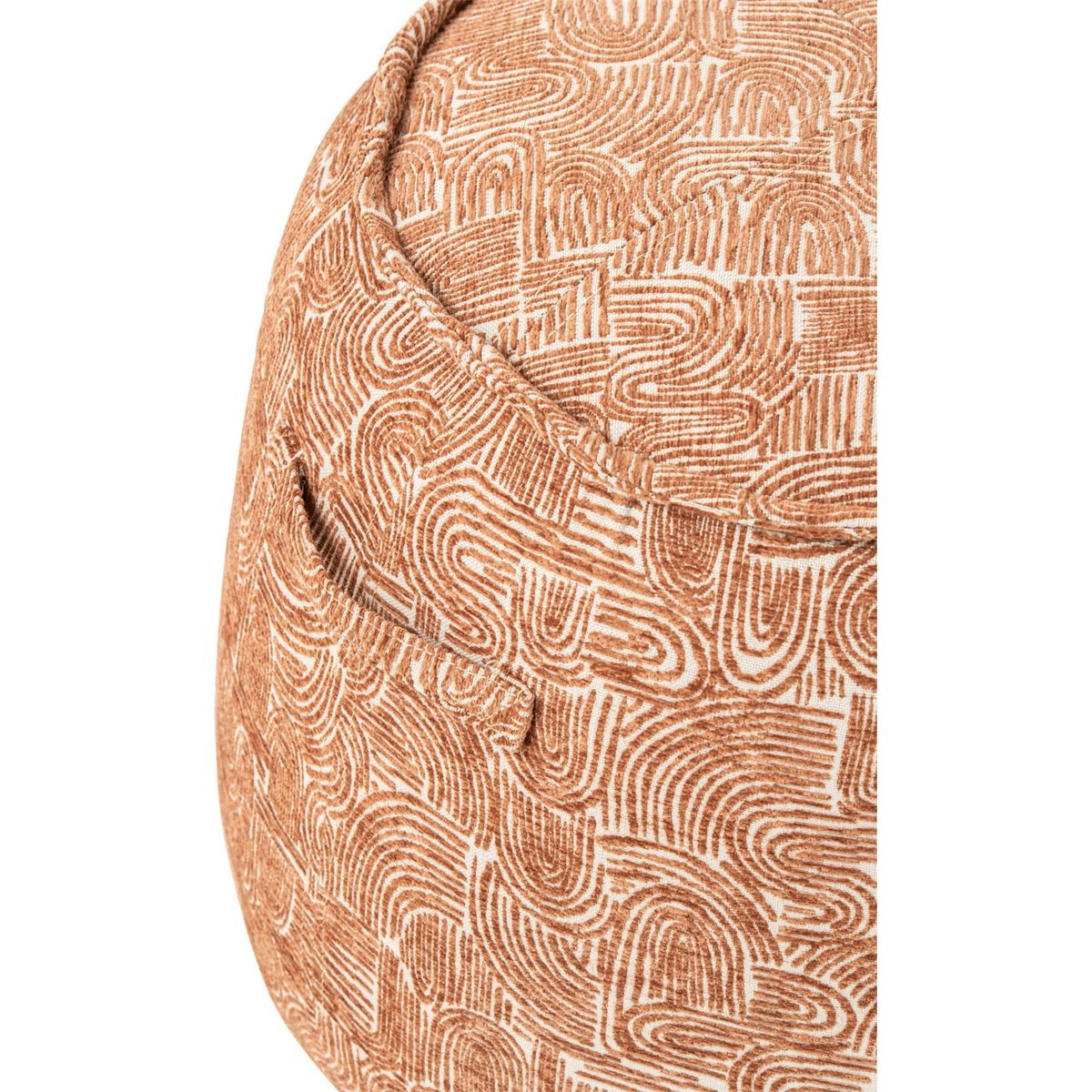 Pouf en tissu graphique rouille, RECOLLECTION