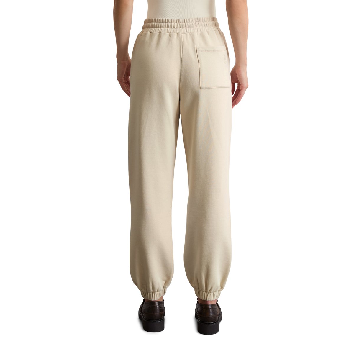 Pantalon sweat regular en pur coton organique beige, MARC O'POLO