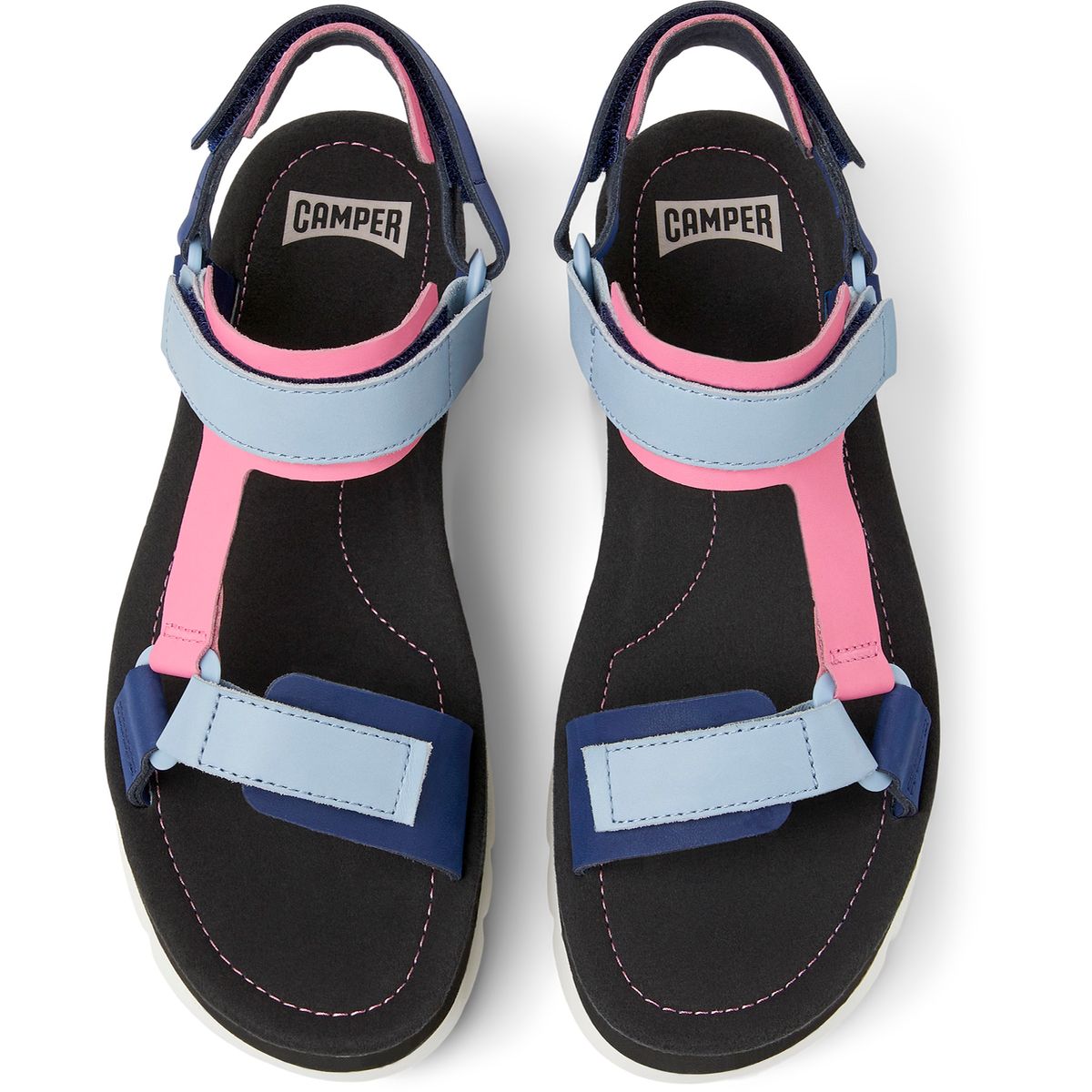 Sandales Oruga Up cuir bleu / rose, CAMPER