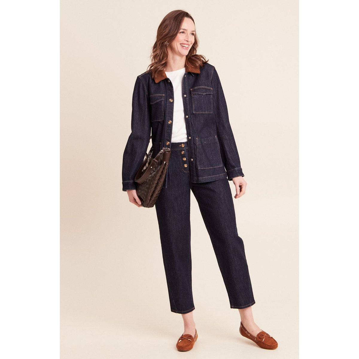 Veste droite à manches longues denim brut, BREAL
