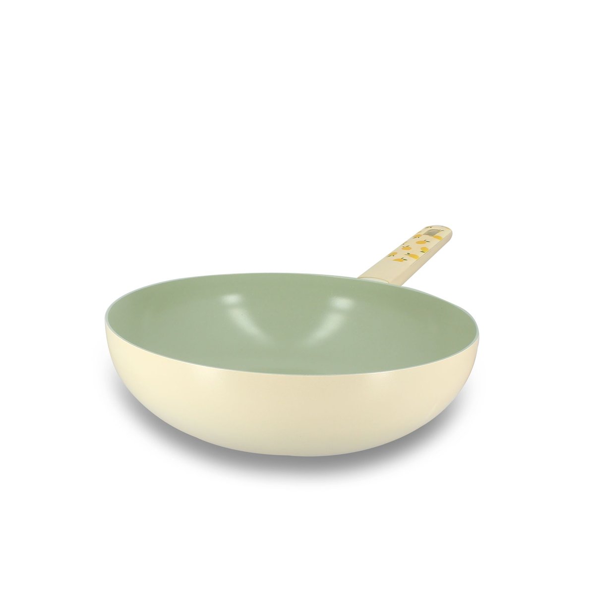 Wok 28cm en aluminium, CITRON beige-vert, MENASTYL