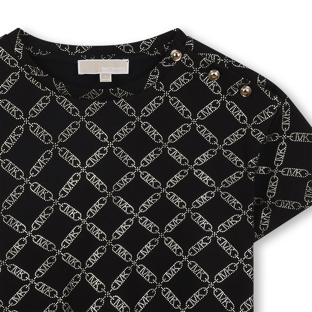 T-shirt manches courtes en jersey noir dore, MICHAEL KORS