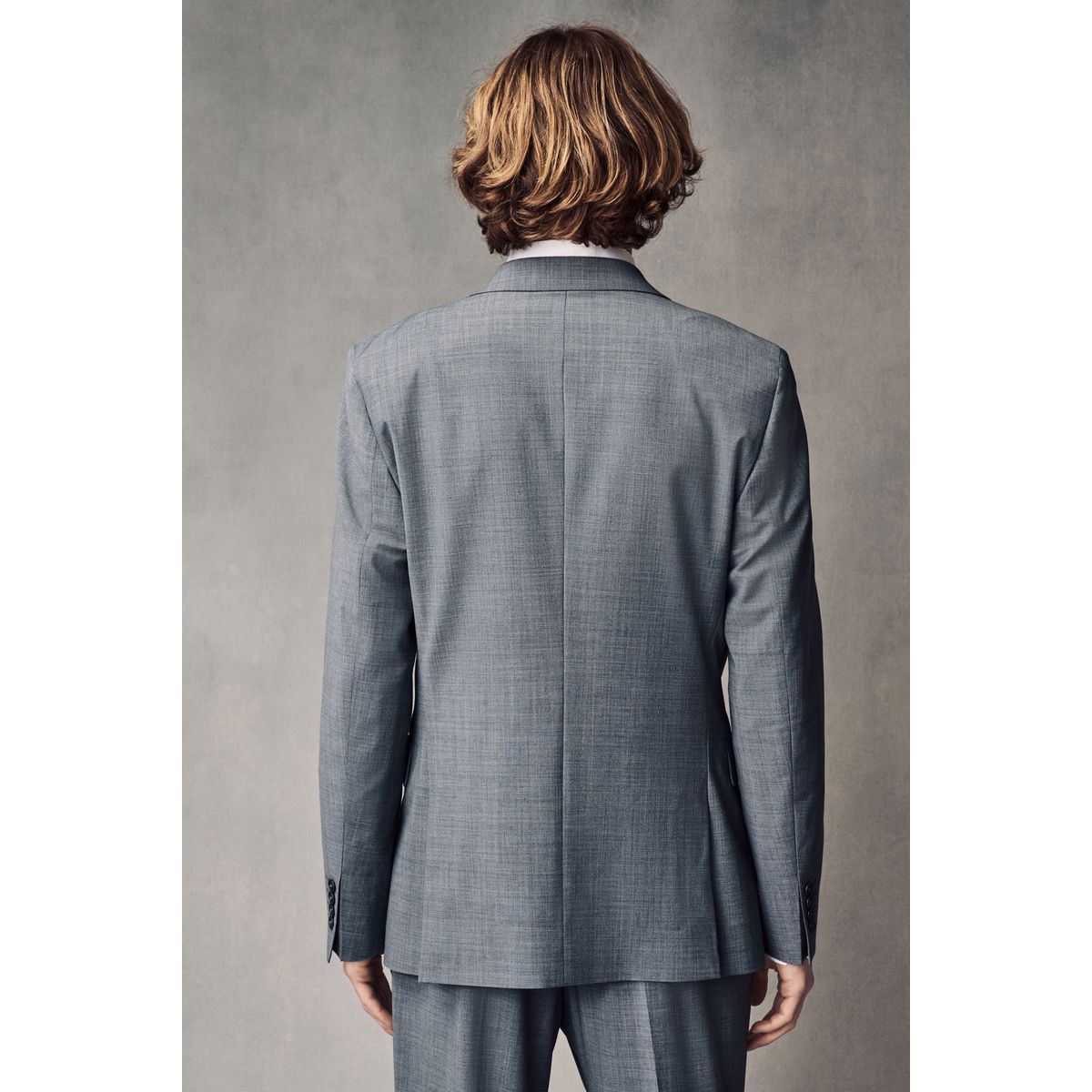 Veste de costume slim en laine texturée gris, NEXT