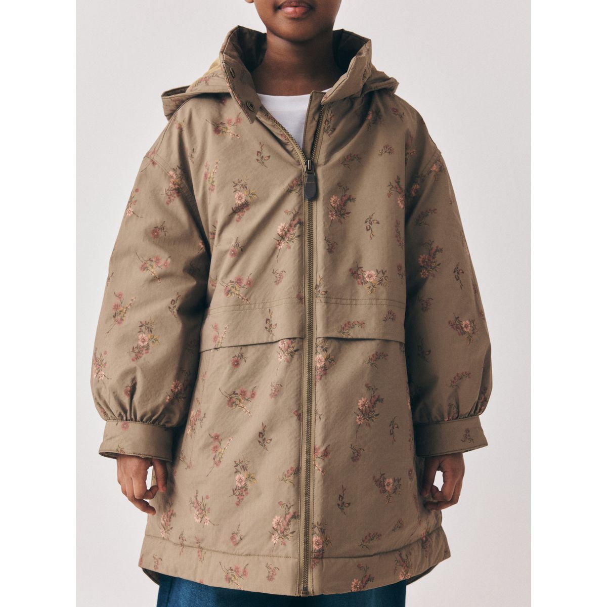 Parka déperlante imprimée fleur kaki, NEXT
