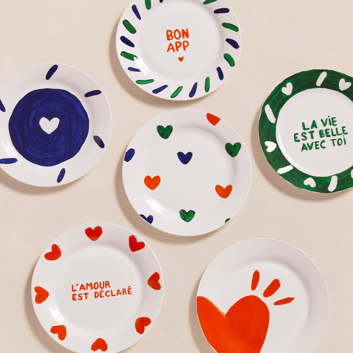 Assiette à dessert L'amour est déclaré, ICONIQUES blanc - blanc, EMOI EMOI
