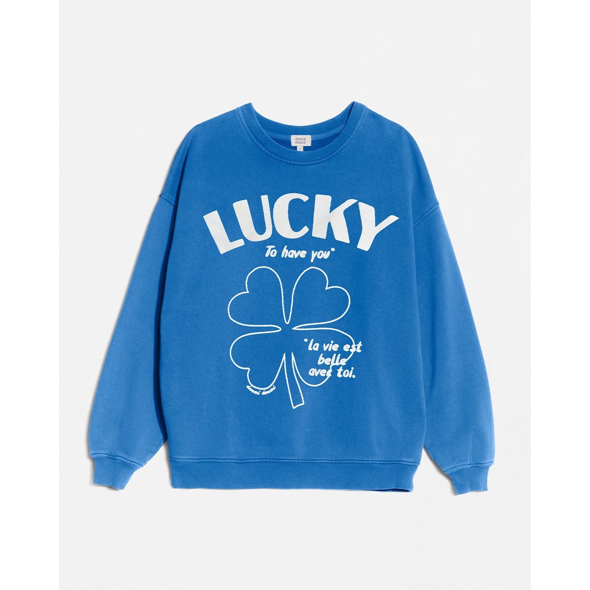 Sweat Lucky is to have you en coton bio bleu workshop, EMOI EMOI