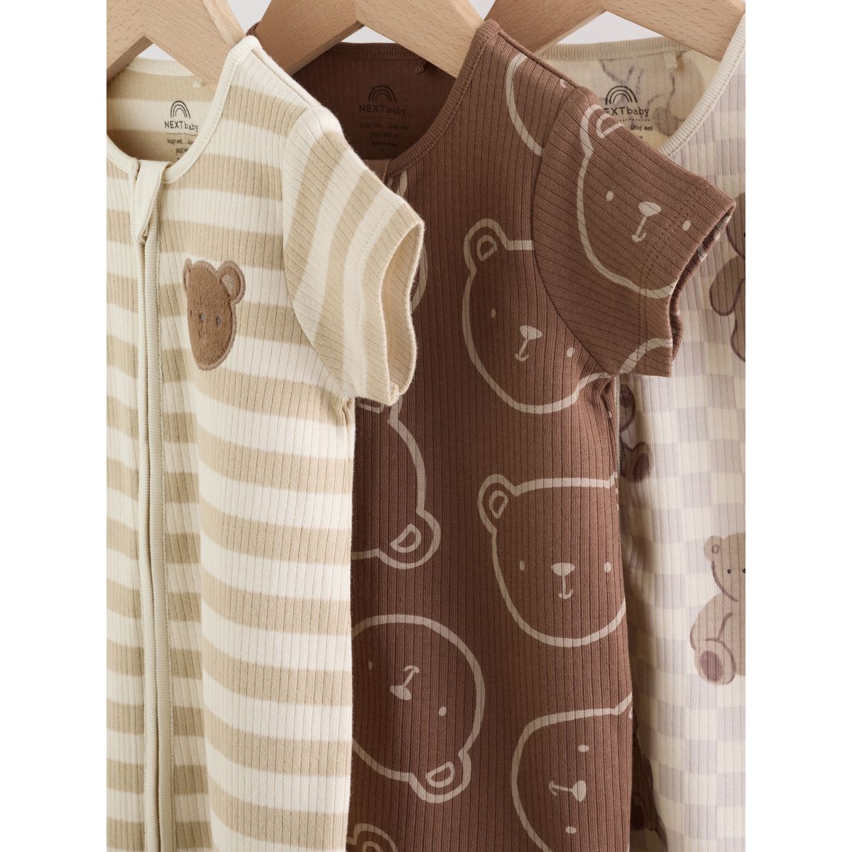 Barboteuse zippée double sens, lot de 3 marron, NEXT