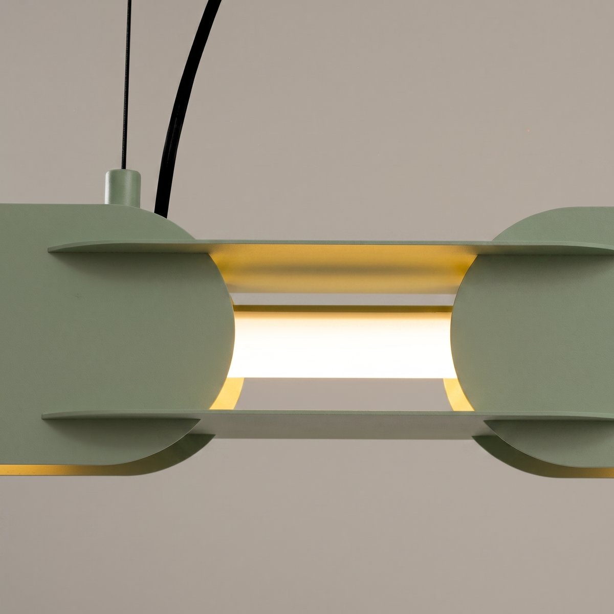 Suspension Acier Vert Olive LED 1 Chain vert olive, EDEN
