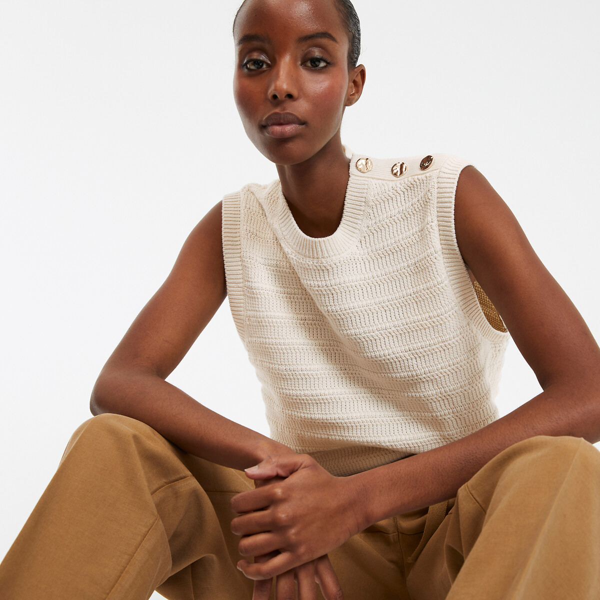 Chaleco De Punto Para Mujer, Escote En V Sin Mangas - Suéter Holgado, Estilo Retro, Ideal Para Otoño