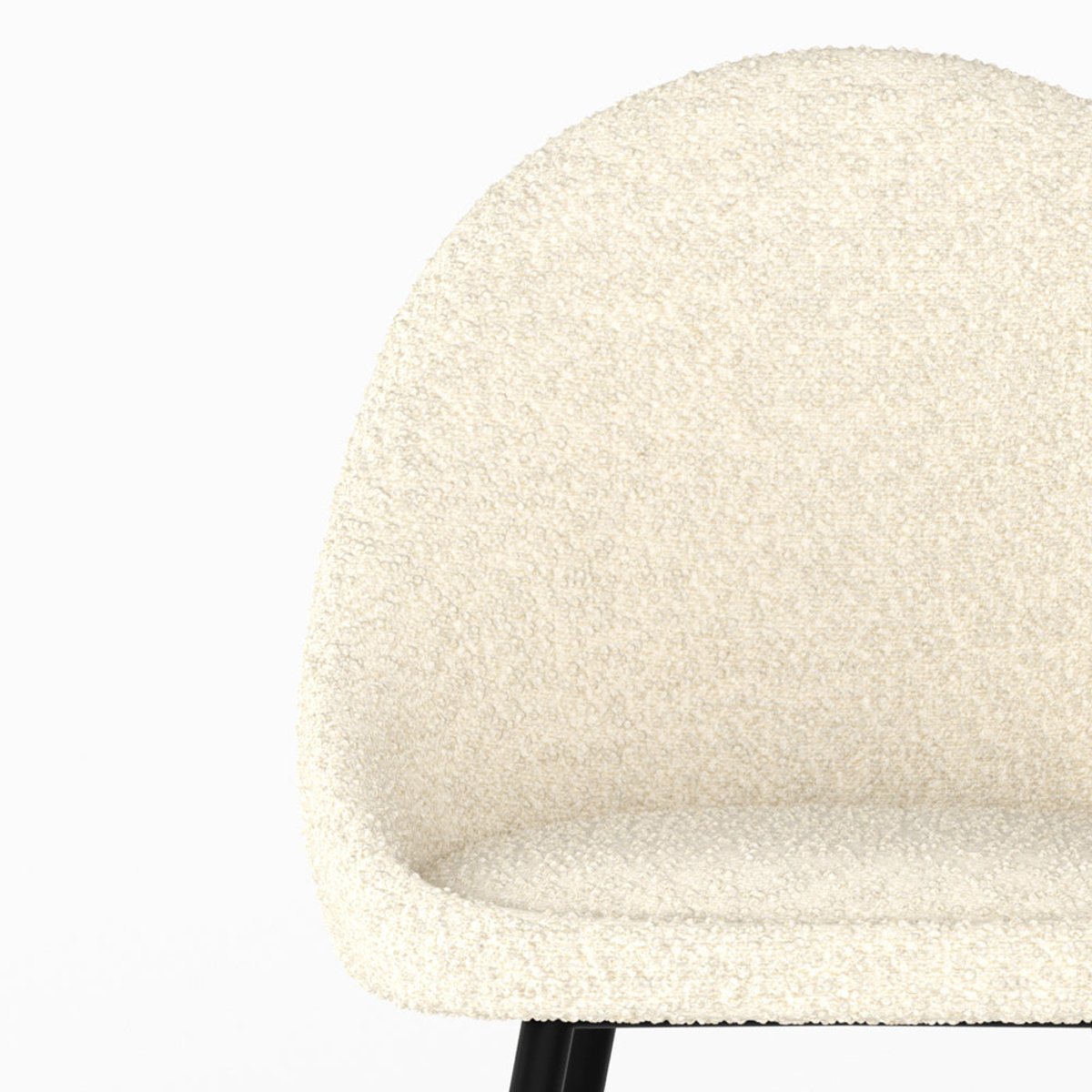 Lot de 2 chaises en tissu bouclé - RONA blanc, MAISON PAVANE