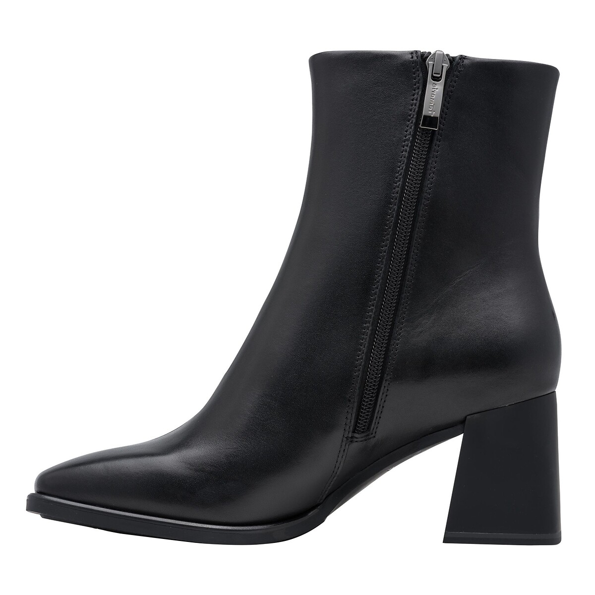 Botines de piel con tacón, punta cuadrada negro, TAMARIS
