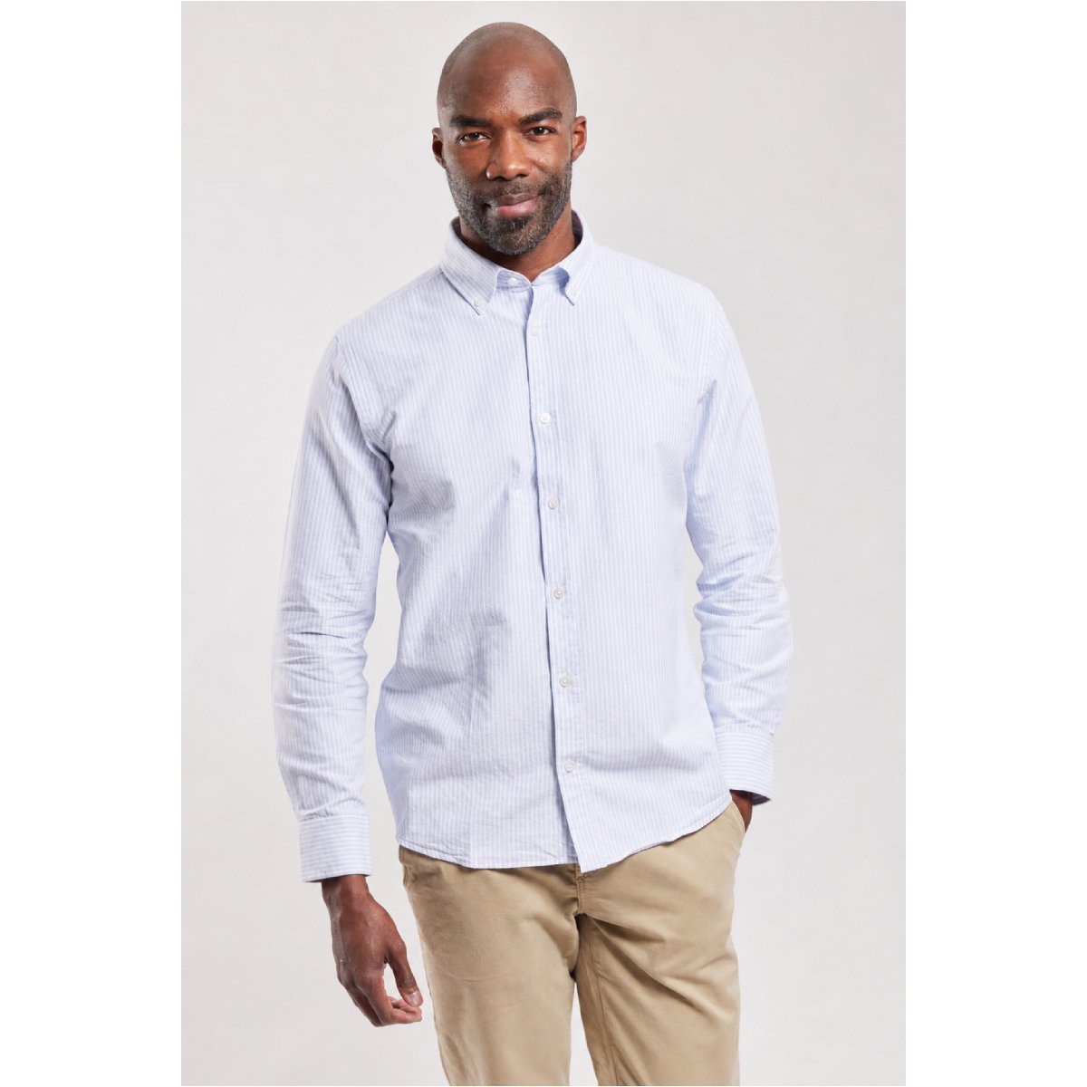 Chemise coupe droite Héritage en coton HERITAGE bleu ciel/milk, ARMOR-LUX