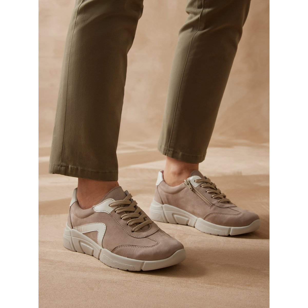 Baskets semelle amovible beige, PEDICONFORT