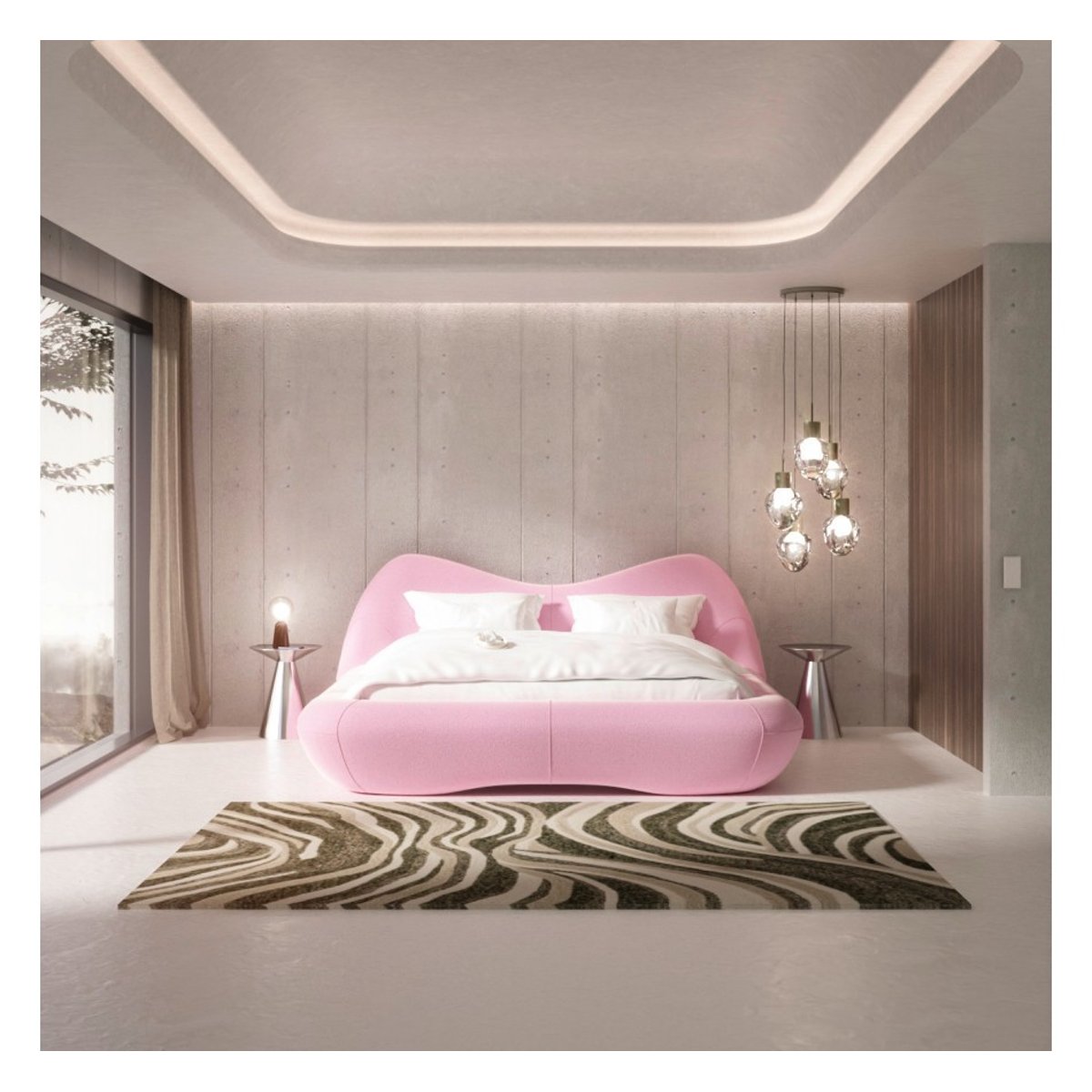 Tapis en laine et viscose, SHAPE WAVE vert, KARE DESIGN