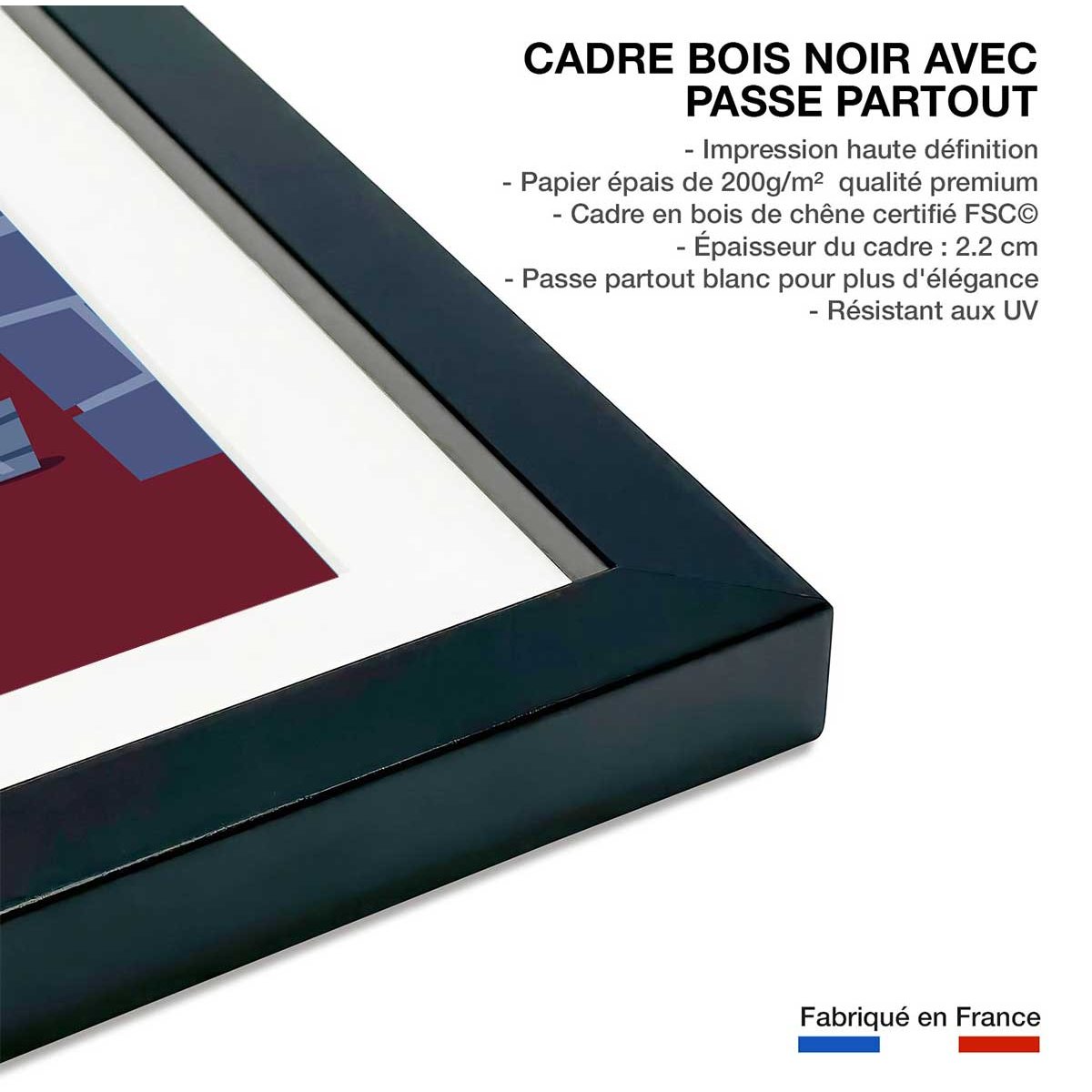 Affiche Pause au chalet affiche + cadre en bois - noir, HEXOA