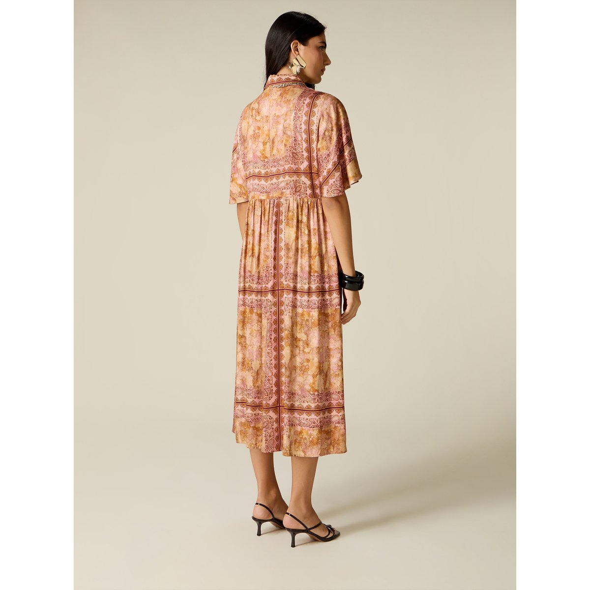 Robe chemisier fantaisie orange soleil, OLTRE