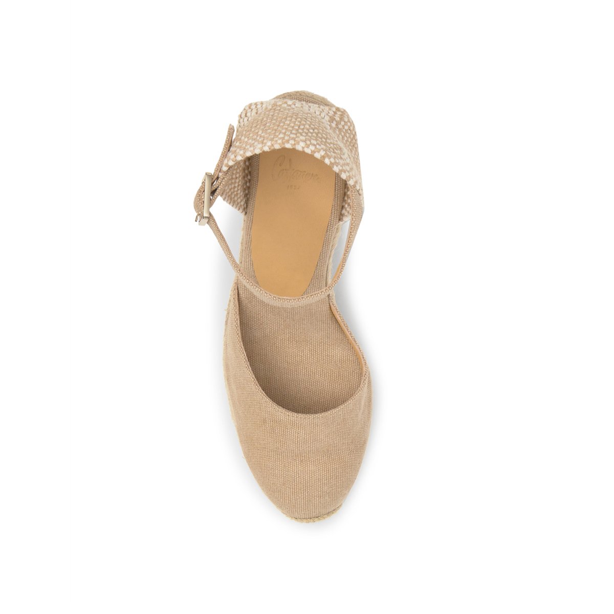 Espadrilles compensées à plateforme tressée en coton bio CAROL EXTRA PLATFORM sable, CASTANER