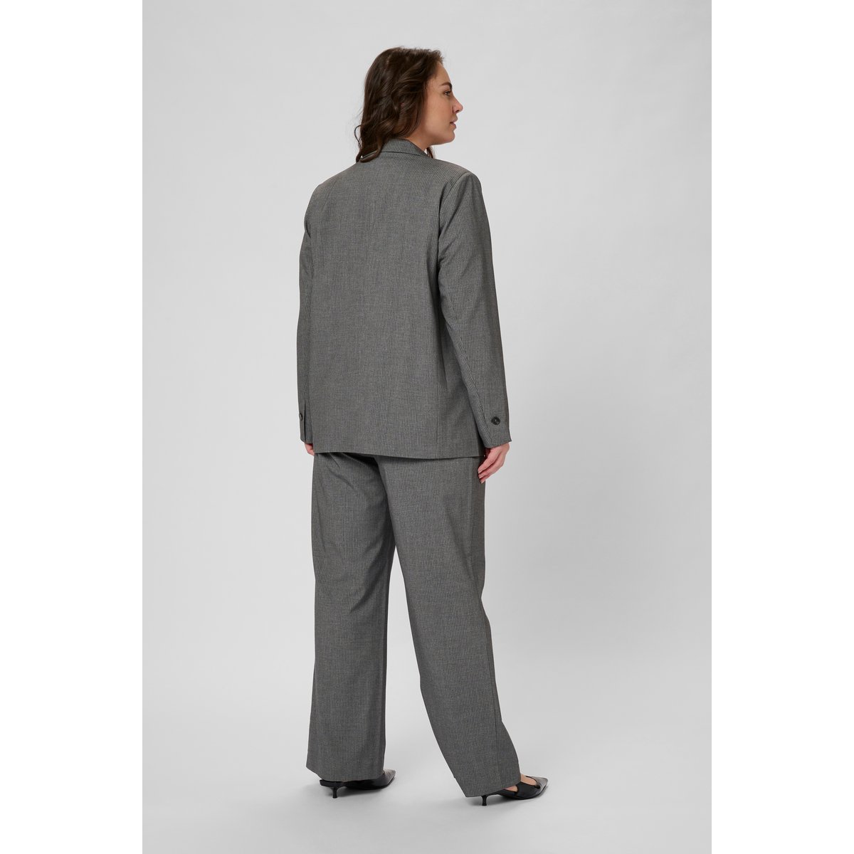 Blazer gris blanc grey melange/chalk stripe, KAFFE CURVE