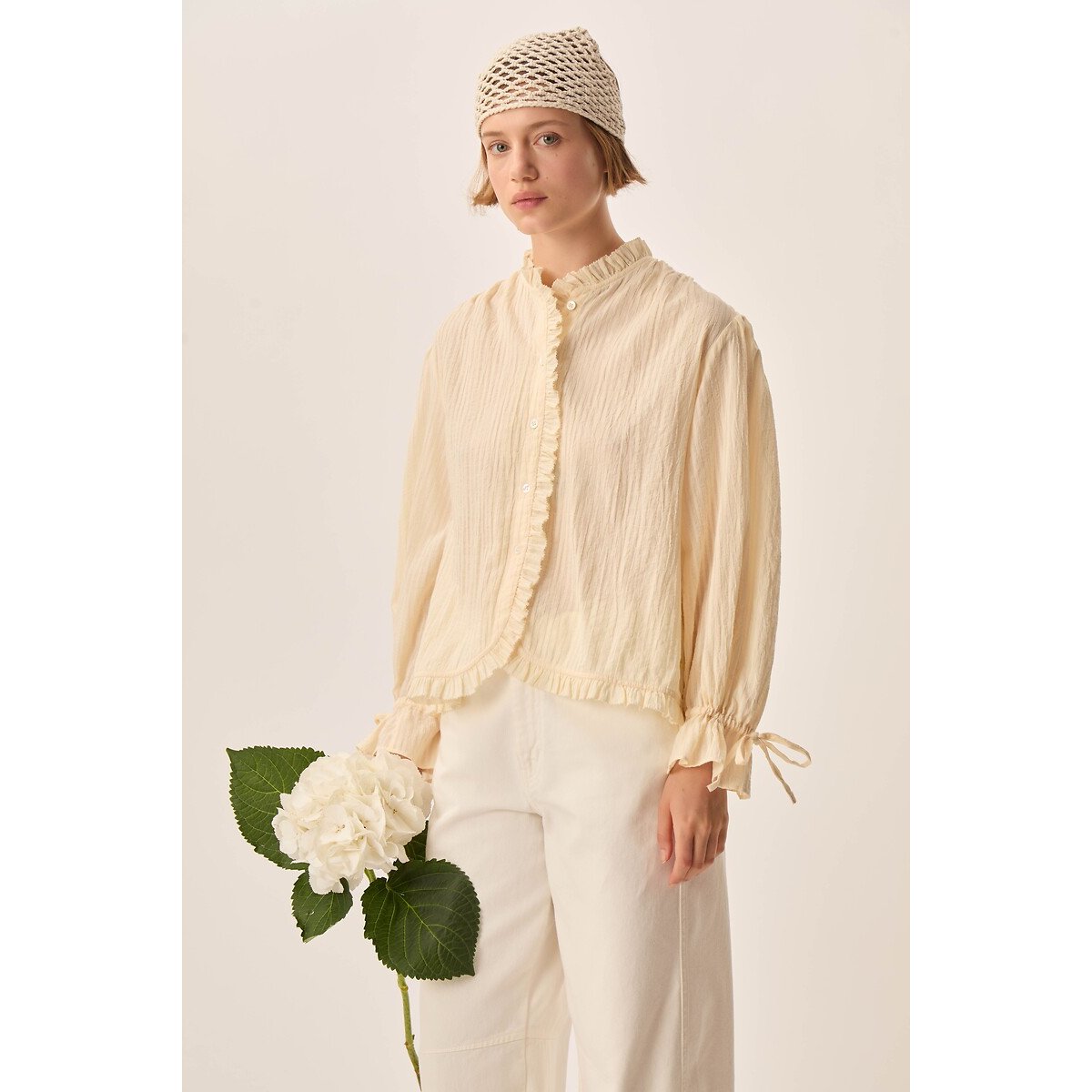 Blouse à volants, TOLUCA jaune clair, DES PETITS HAUTS