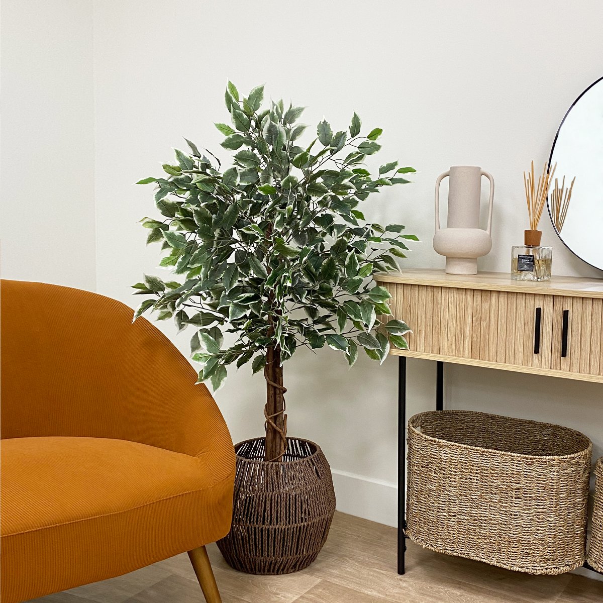 Ficus artificiel panaché 588 feuilles 120cm autres, LIGNE DECO
