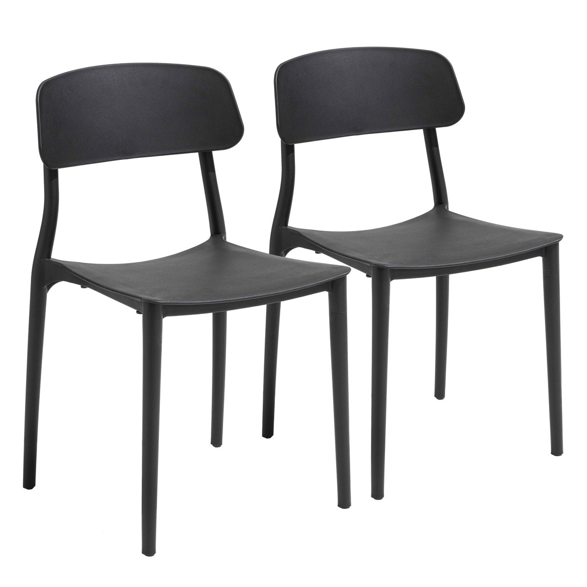 Lot de 2 chaises de jardin en polypropylène, SOFIA noir, OVIALA