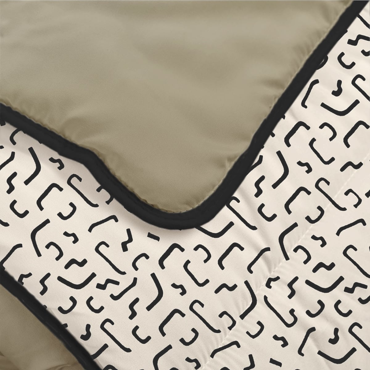 Couette imprimée microfibre chaude Othon beige rosé / beige seigle, BLEU CALIN