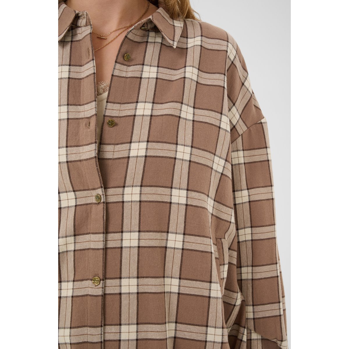 Chemise à manches longues marron brown check, CREAM