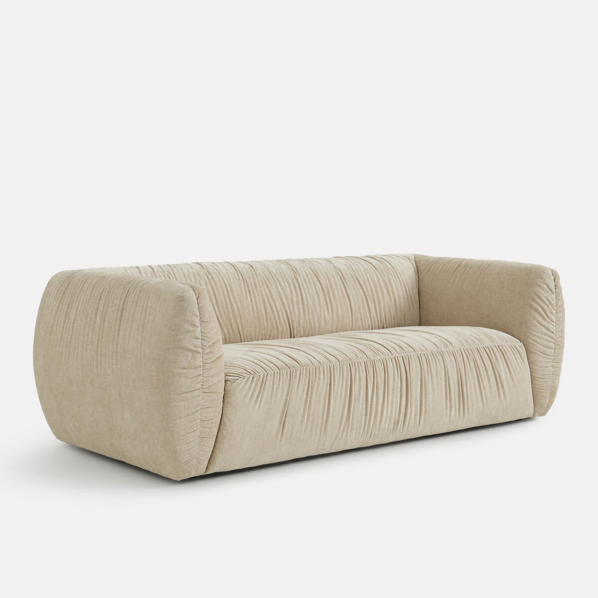 Canapé droit 3 ou 4 places, en chenille flammée, SILVER beige, LA REDOUTE INTERIEURS