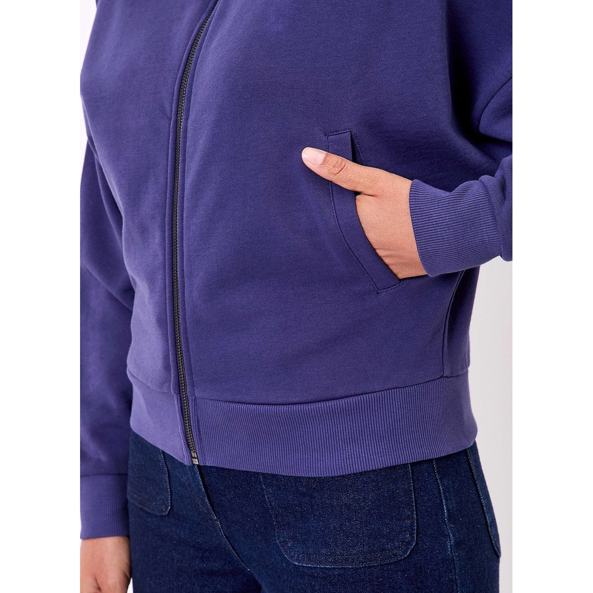 Sweat zippé coton bio TRESOR bleu dark blue, PRINCESSE NOMADE