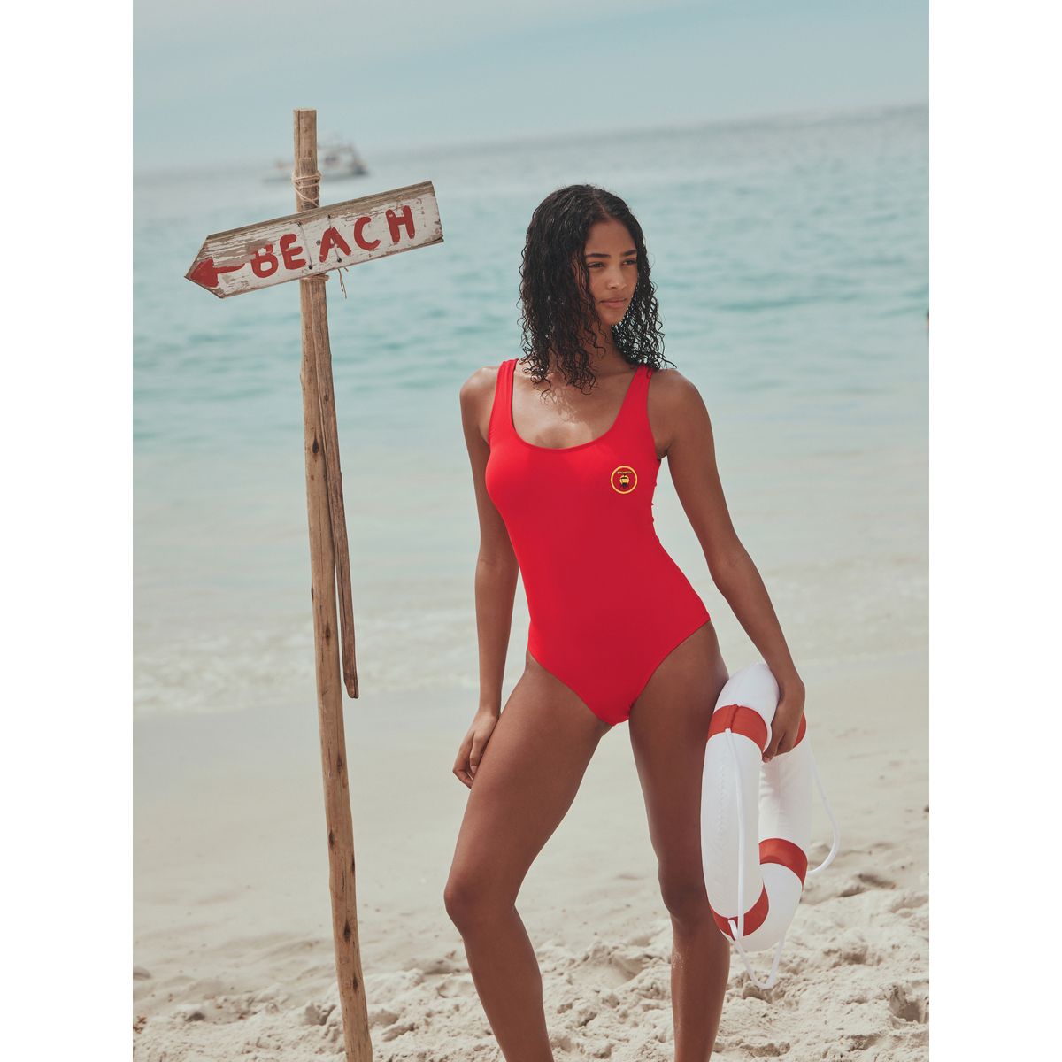 Maillot de bain gainant avec perles rouge, NEXT