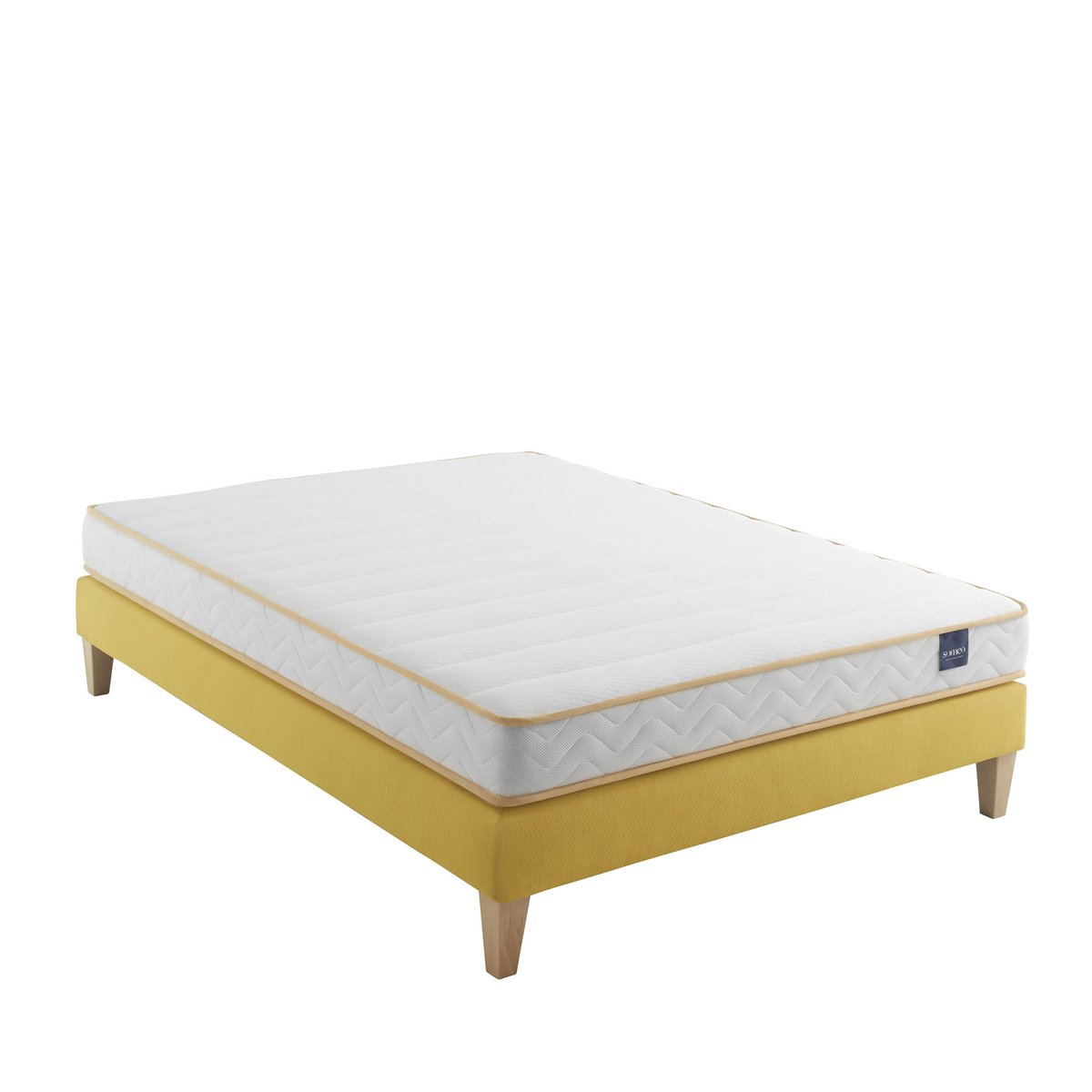 Ensemble matelas mousse, sommier et pieds Aurore 300 blanc, SOMEO