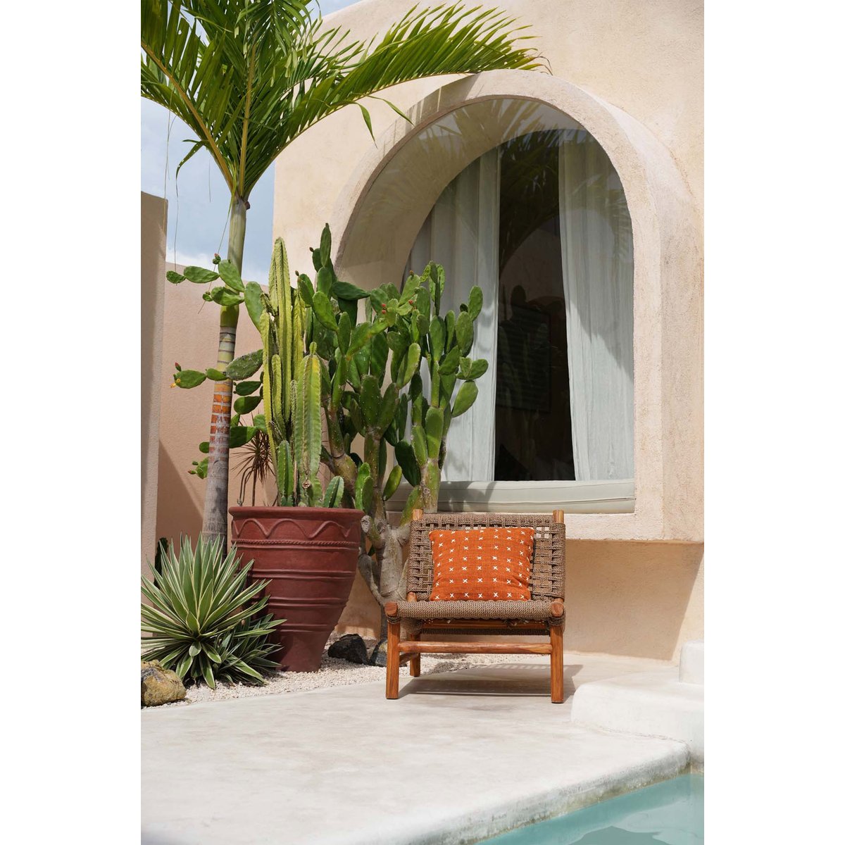Housse de coussin en coton ZILLION KISS terre cuite blanc, BAZAR BIZAR