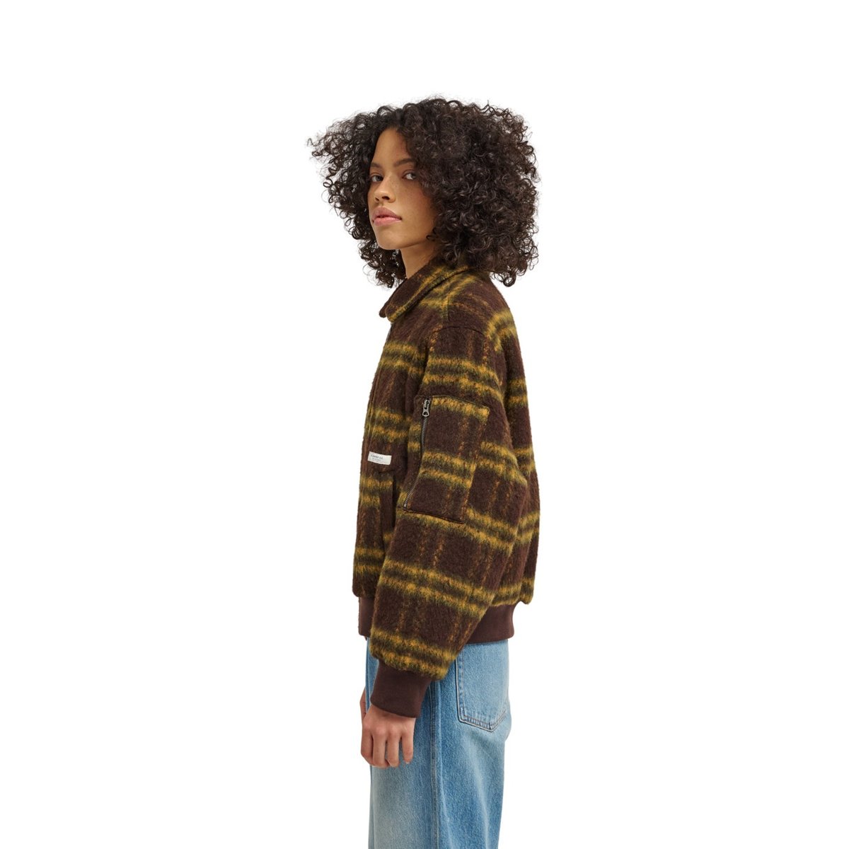 Veste bomber FUZZY marron brushed plaid mole, ELEMENT