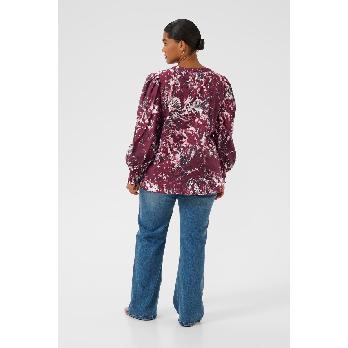 Blouse à manches longues rouge red black abstract, KAFFE CURVE
