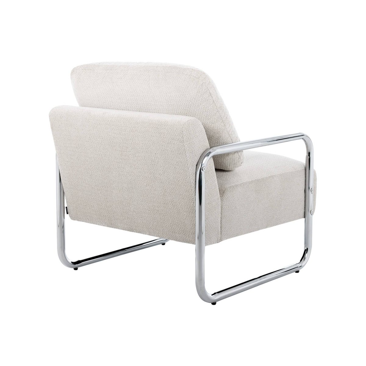Fauteuil vintage tissu chenille armature chromée JOE blanc cassé, SWEEEK