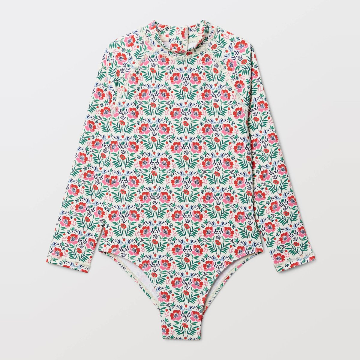 Maillot de bain 1 pièce manches longues imprimé pitaya, MONOPRIX