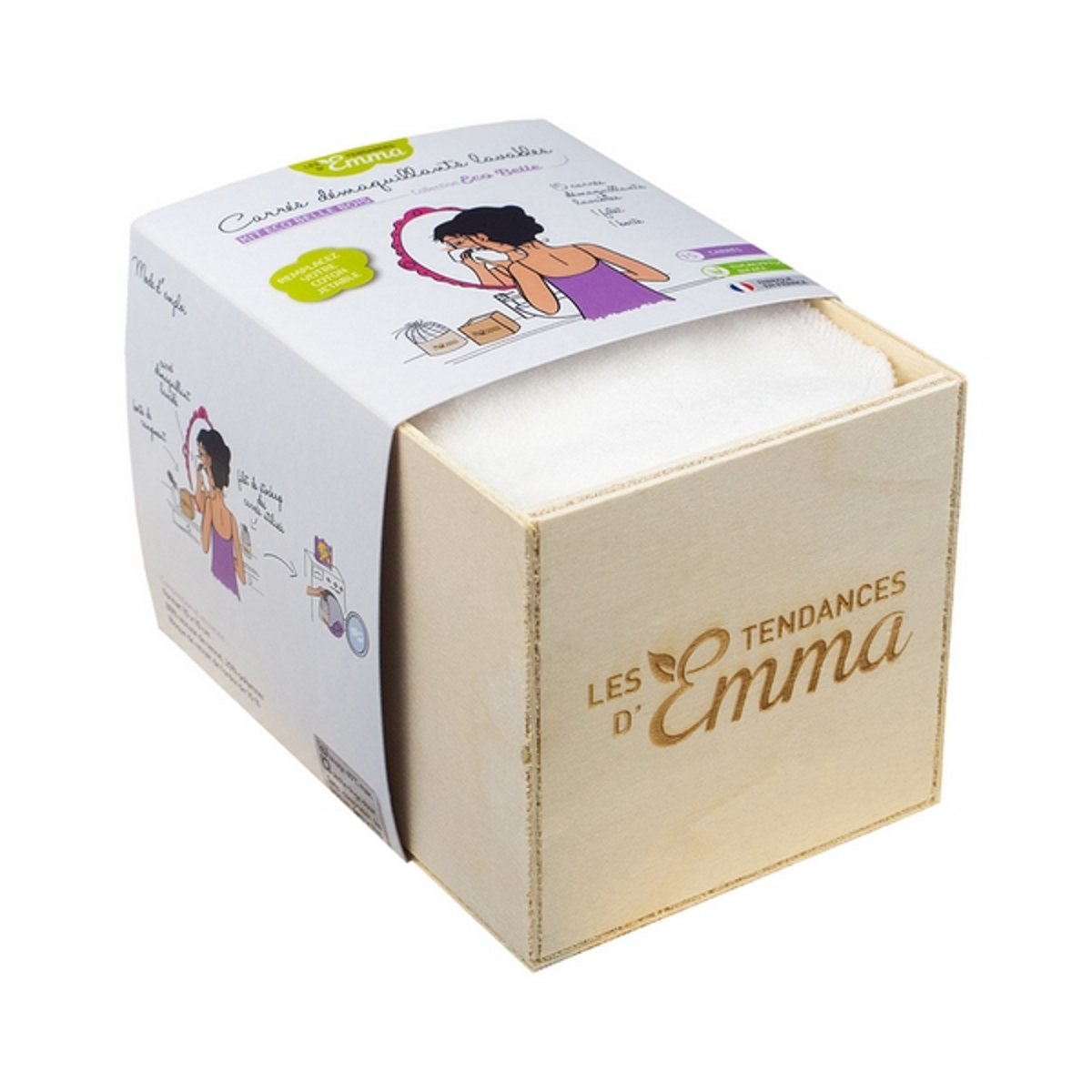Kit Eco Belle Bois 15 carrés démaquillants en Eucalyptus couleur unique, LES TENDANCES D EMMA