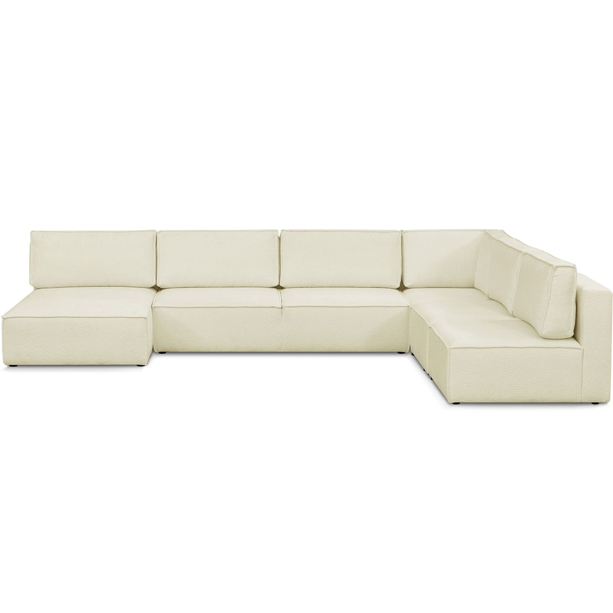 Canapé d'angle gauche convertible 9/10 places en tissu bouclé - Harper Mod beige, HOMIFAB