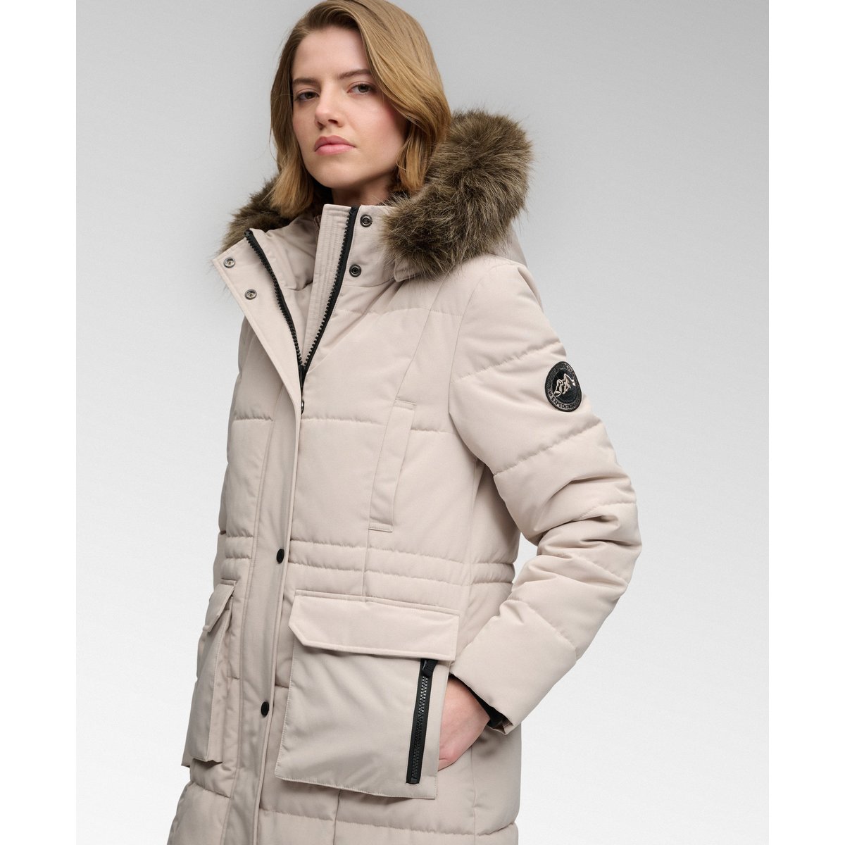 Manteau Everest Longline Puffer coupe ajustée gris château, SUPERDRY