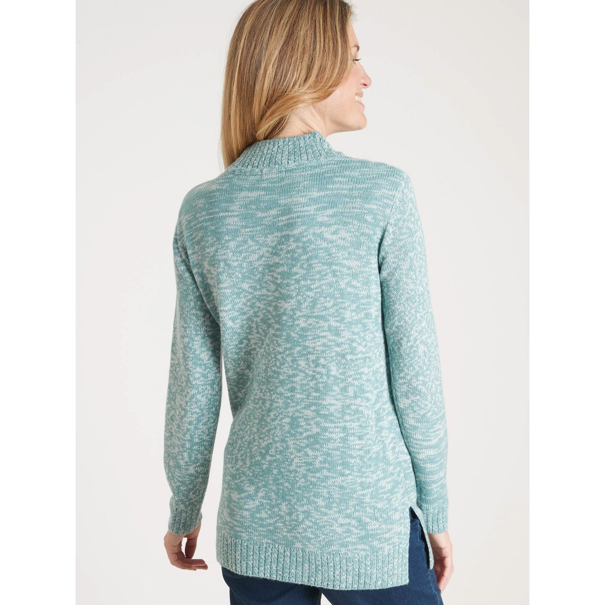 Pull col montant maille torsadée chiné vert, DAXON