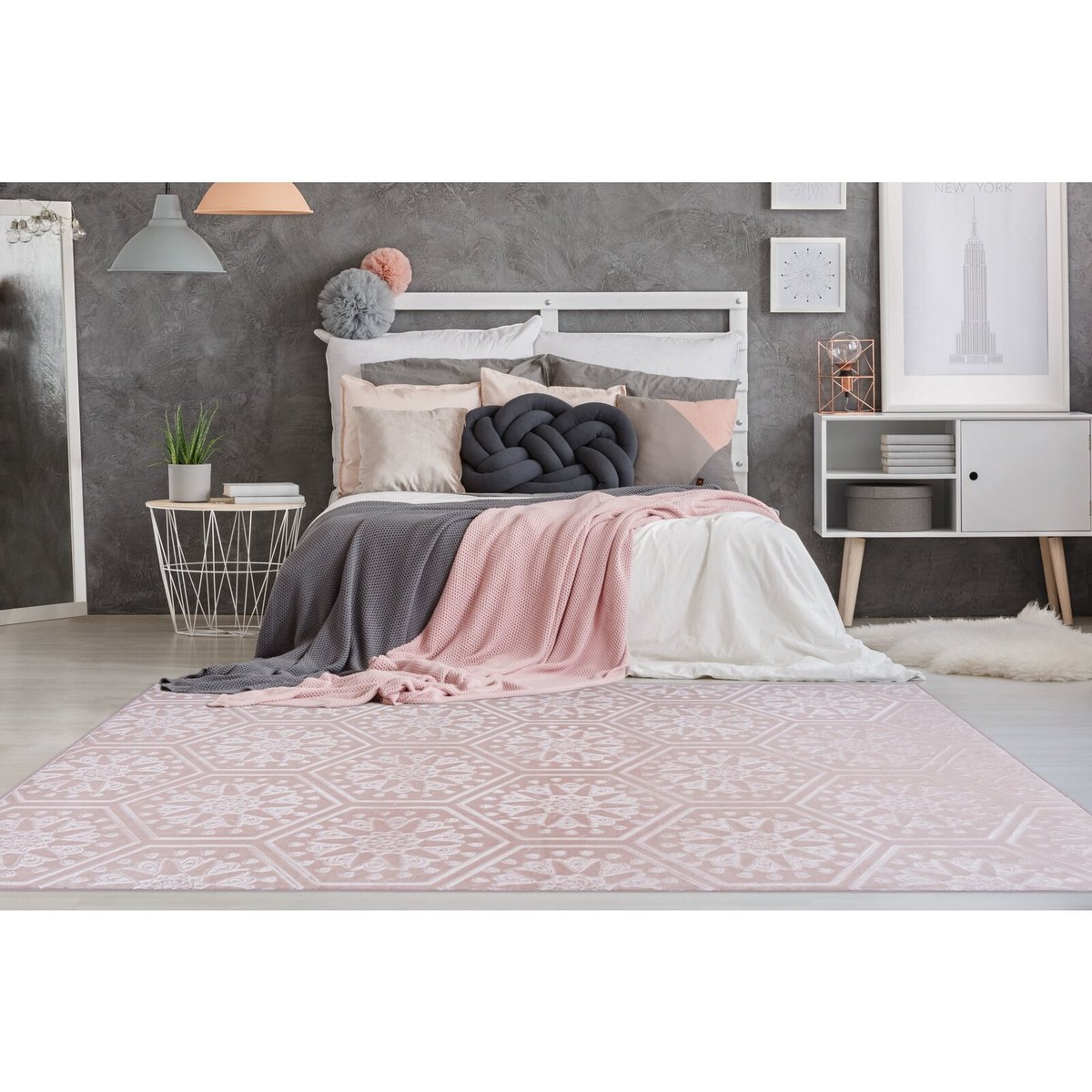Tapis rectangulaire tufté main, MONROE rose, ARTE ESPINA