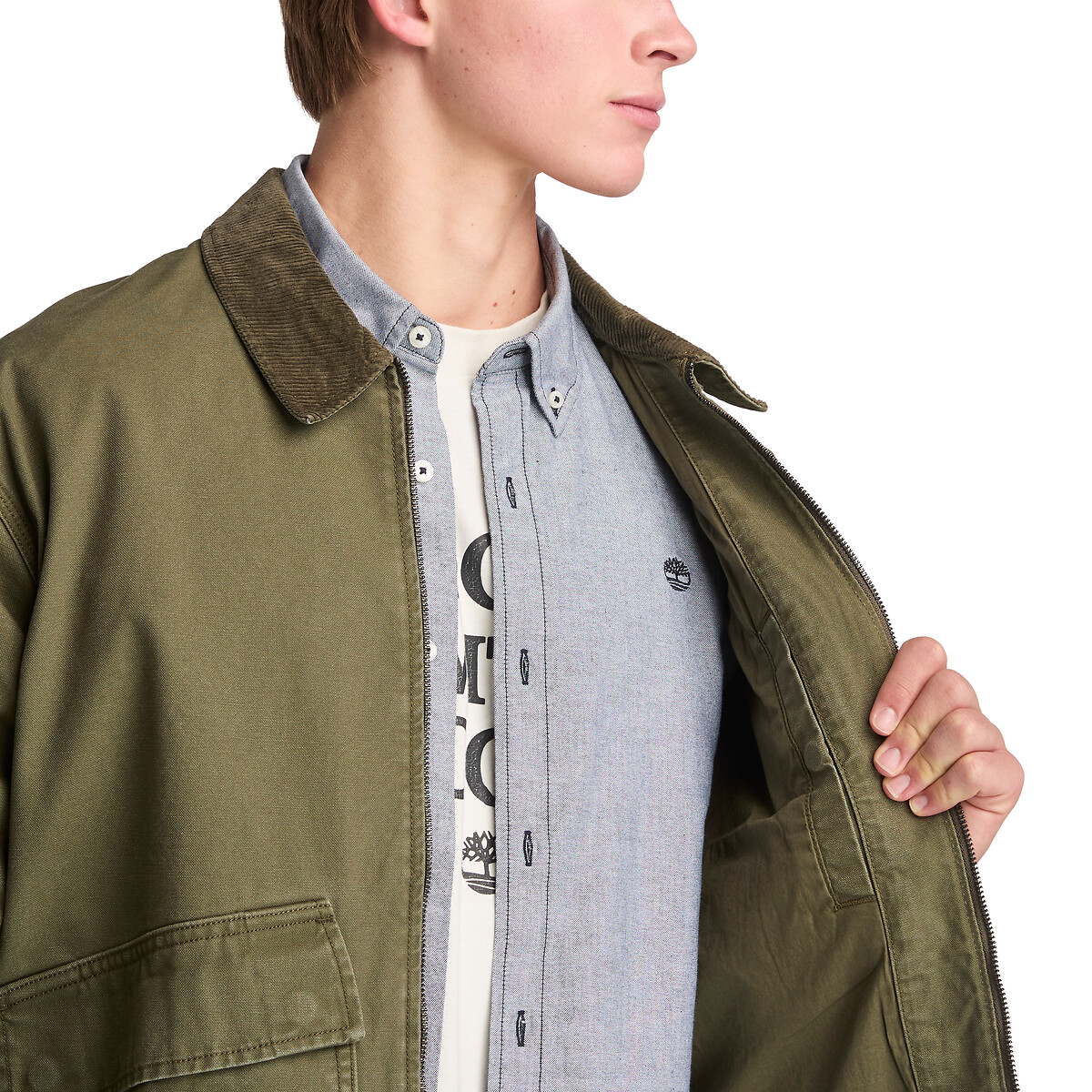 Veste avec col en velours côtelé kaki, TIMBERLAND
