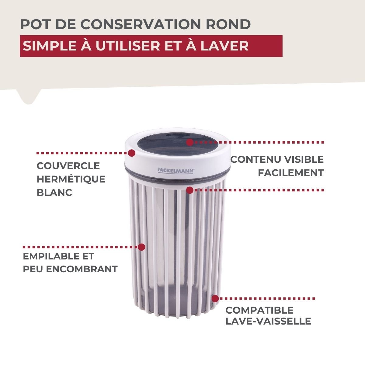 Boite à Provisions 1,1 Litre STORAGE transparent,beige, FACKELMANN