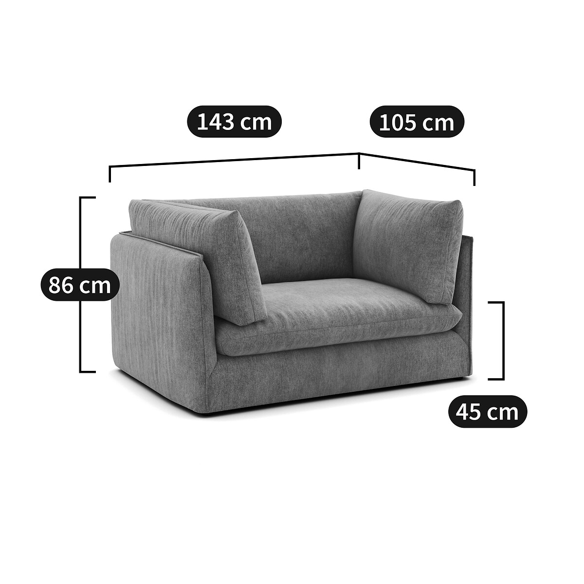 Élément fauteuil XL pour canapé modulable, en polyester chiné, MALO bronze, LA REDOUTE INTERIEURS