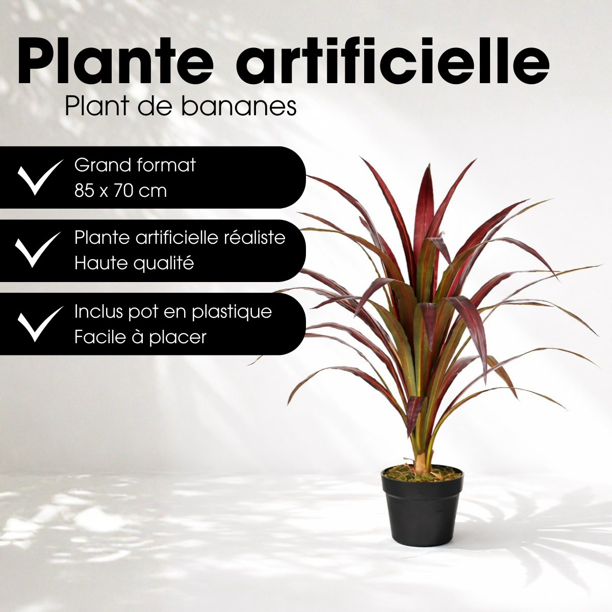 Plante artificielle BANANENBOOM rouge, MICA DECORATIONS